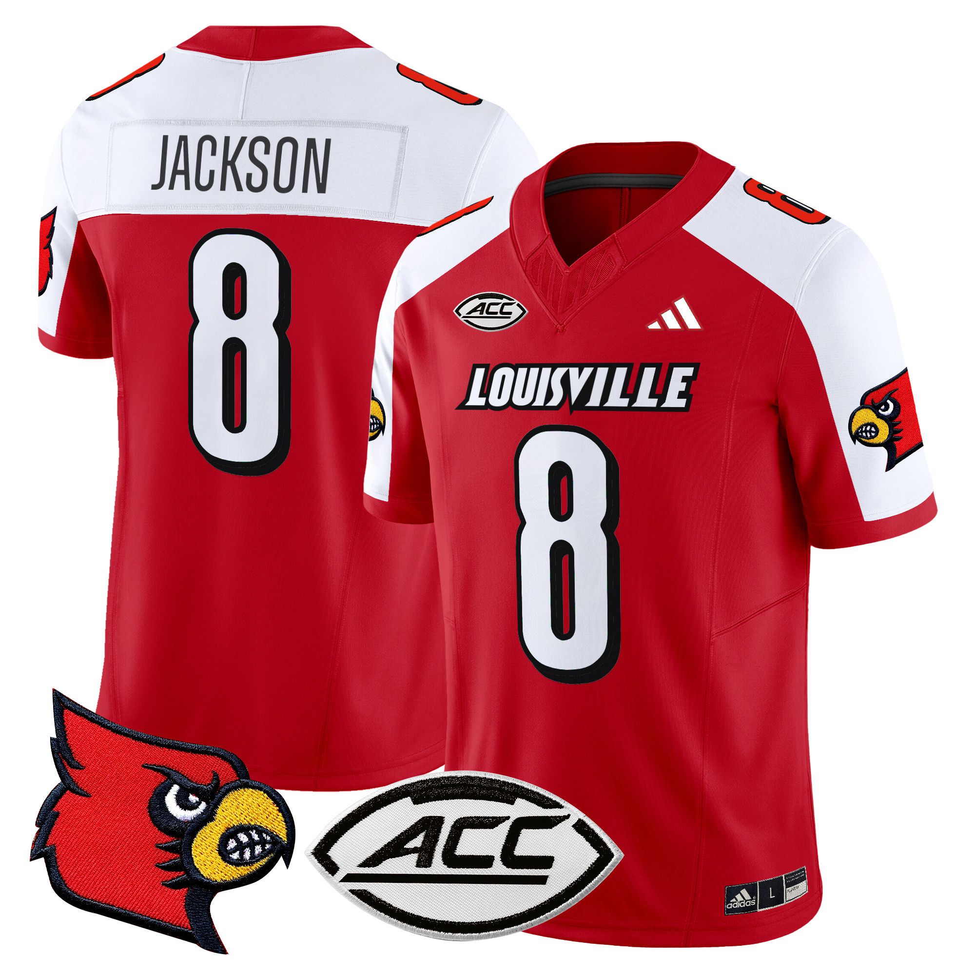 Men Louisville Cardinals #8 Jackson Red 2024 Vapor Limited NCAA Jersey